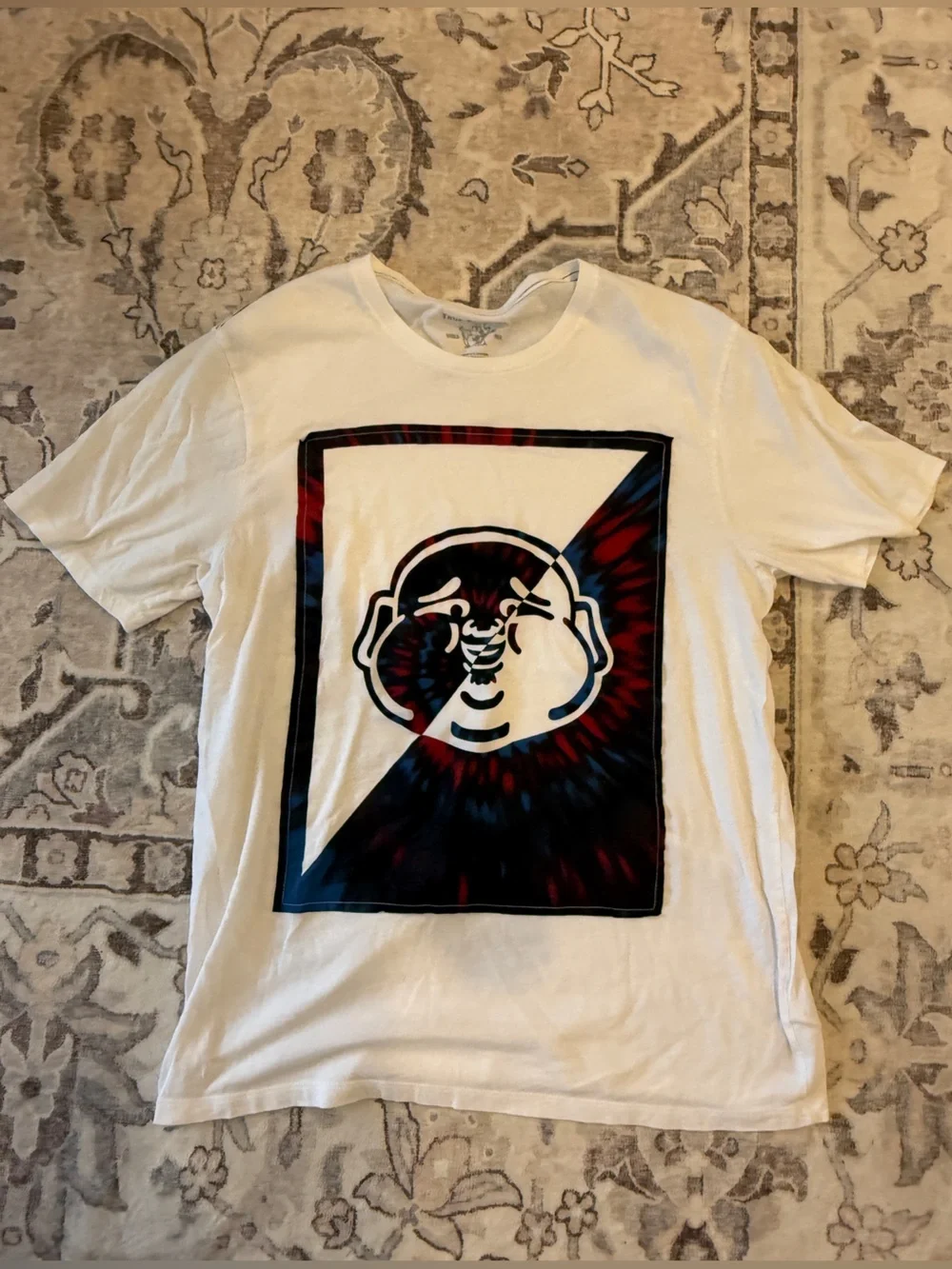 True Religion White Short-Sleeve Tee with Red & Blue Graphic